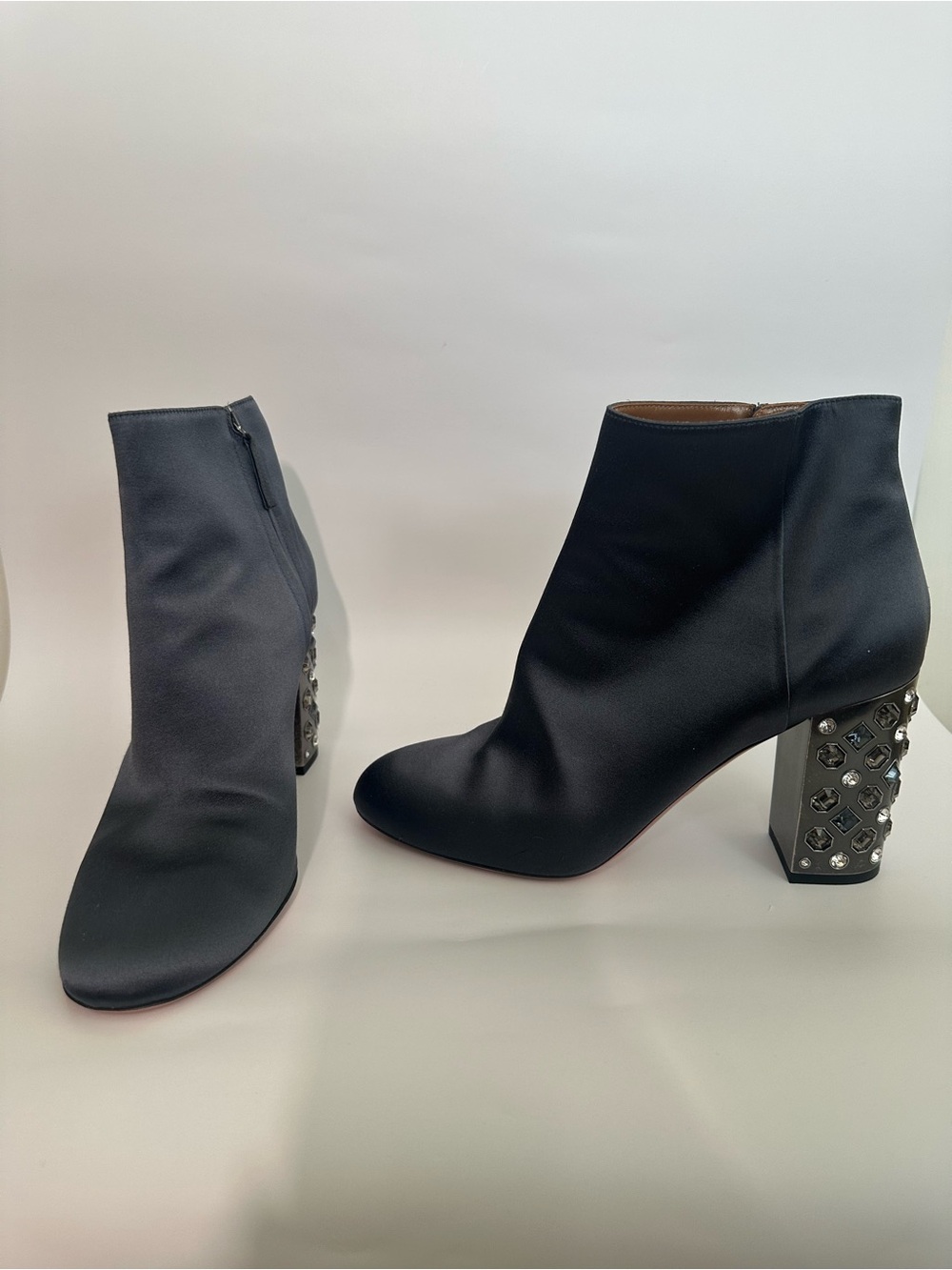 Aquazzura Firenze Satin Jewel-Heel Booties – 40 (US 10)